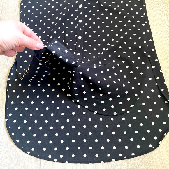 Polkadot Sleeveless Black and White Button Shirt Blouse - Picture 6 of 12
